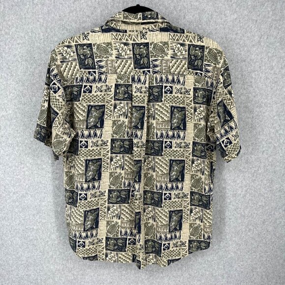 Field & Stream Mens 100% Silk Button Up Hawaiian Tropical Shirt Size L Pineapple - Picture 4 of 10